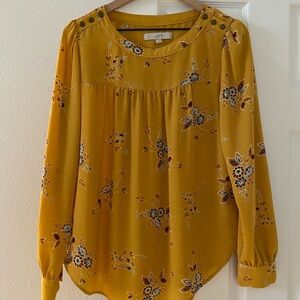 LOFT Yellow Floral Blouse